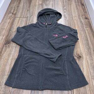 The North Face Full Zip Jacket Hoodie Womens Small Gray Breast Cancer Ribbon